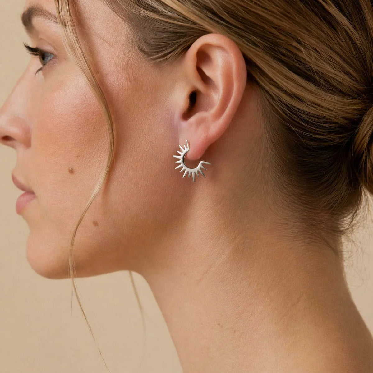 C-Shaped Sun Stud Earring