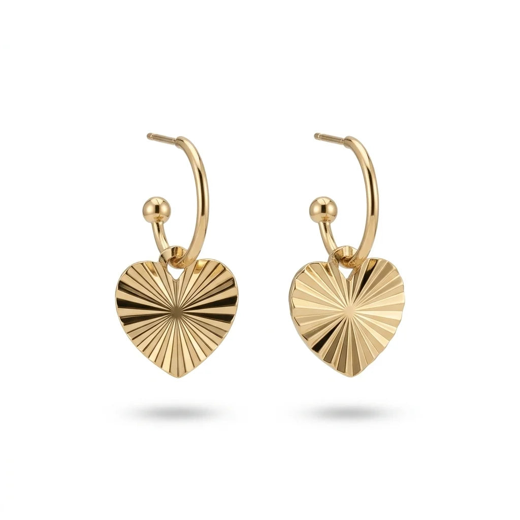 Gold Heart Drop Earrings
