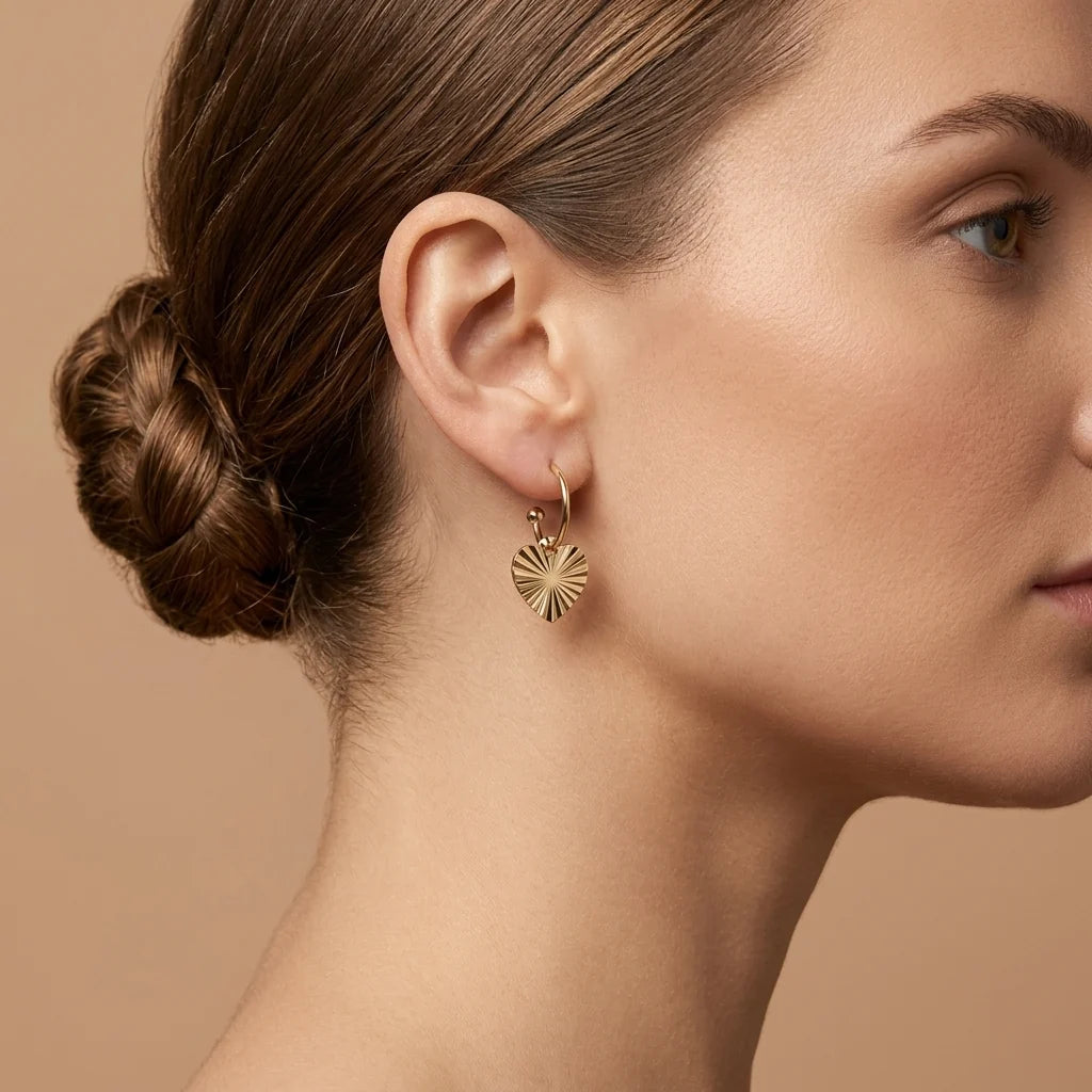 Gold Heart Drop Earrings