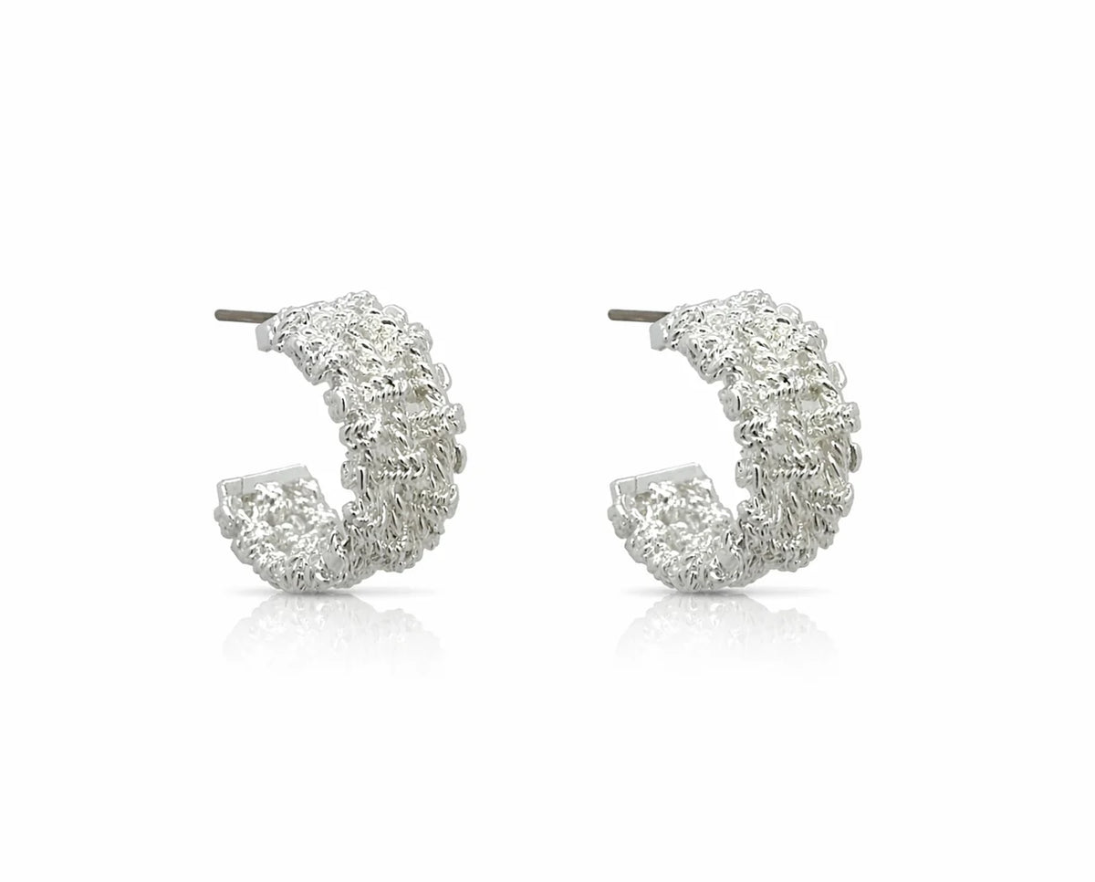 Knotted C-shaped Brass Hoop Earrings