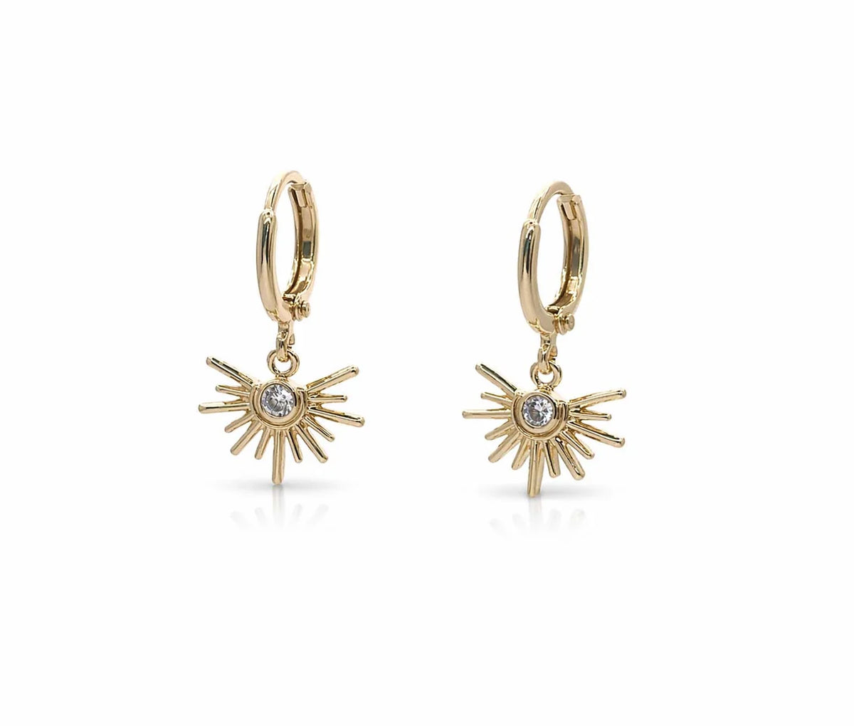 Gold Lightening Bolt Hoop Earrings