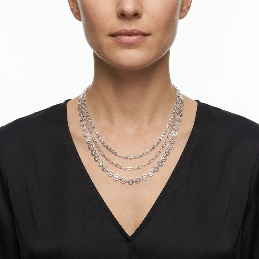 Triple layered necklace In Silver