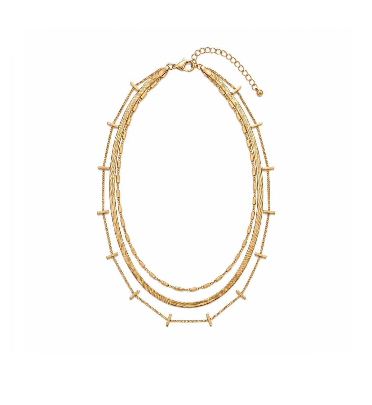 Gold Three Chain Necklace