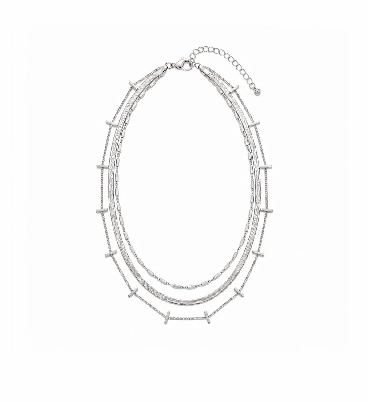 Silver Three Chain Necklace