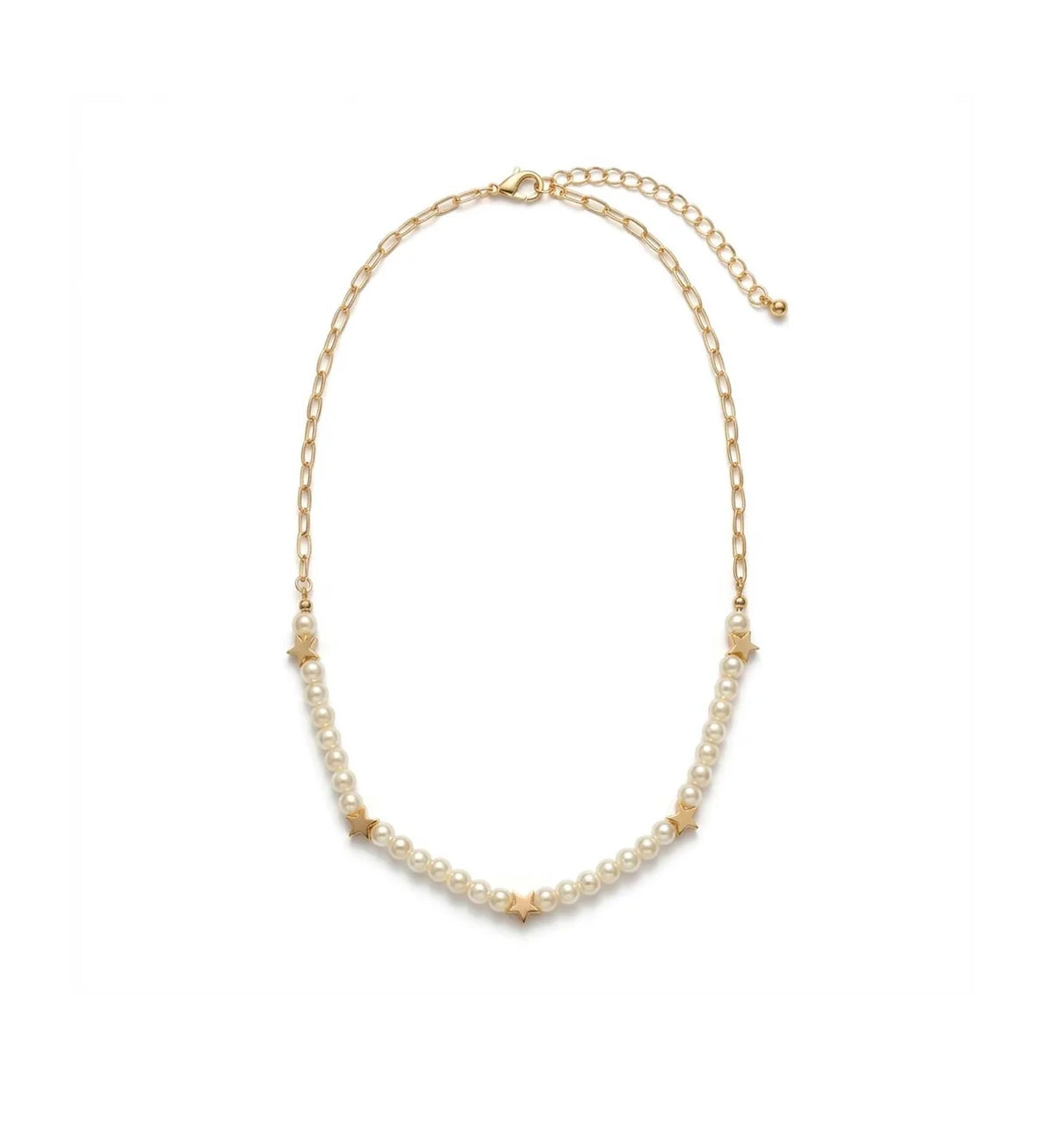 Pearl & Metal star chain Necklace