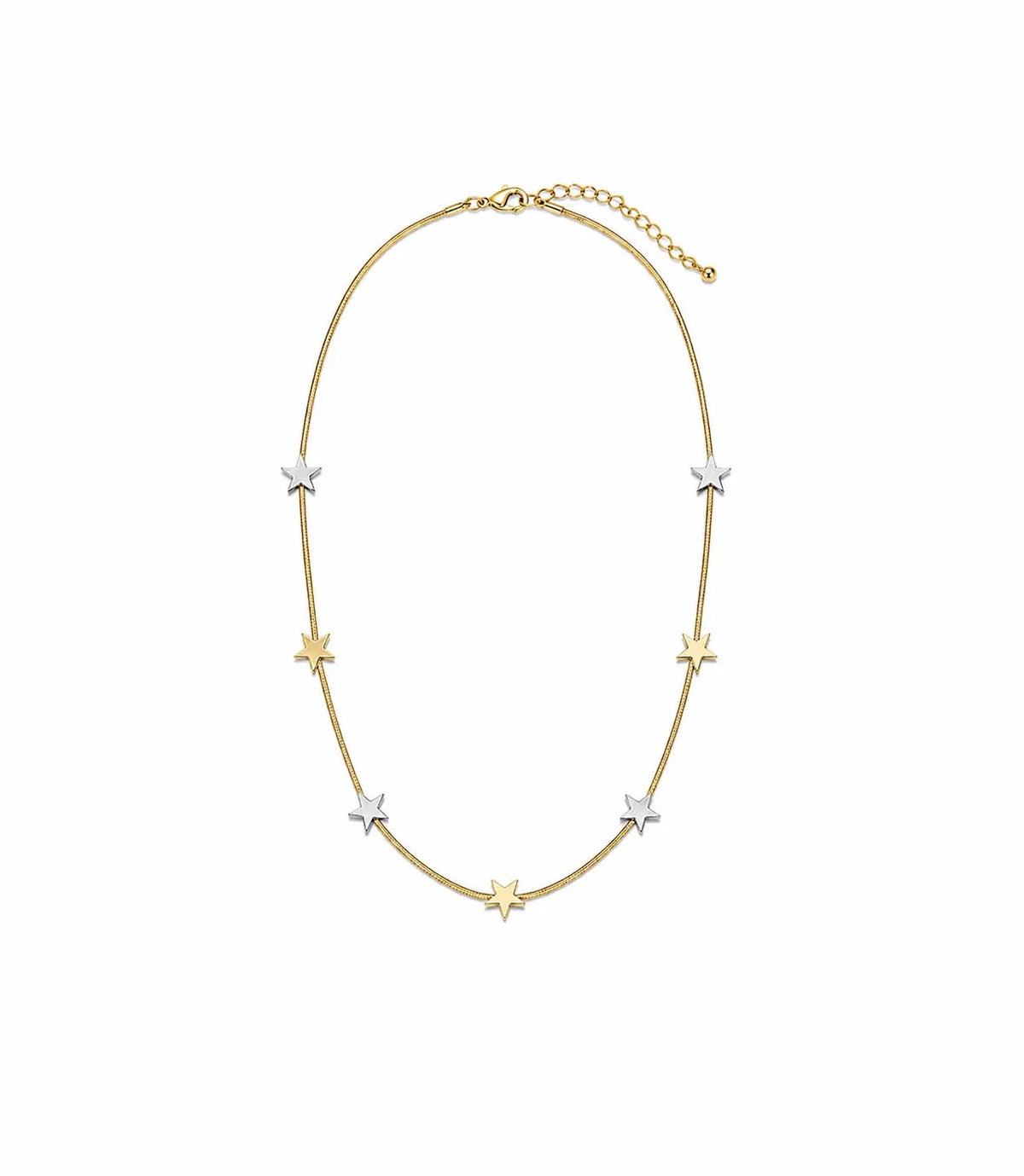 Short Snake Chain Necklace With Stars