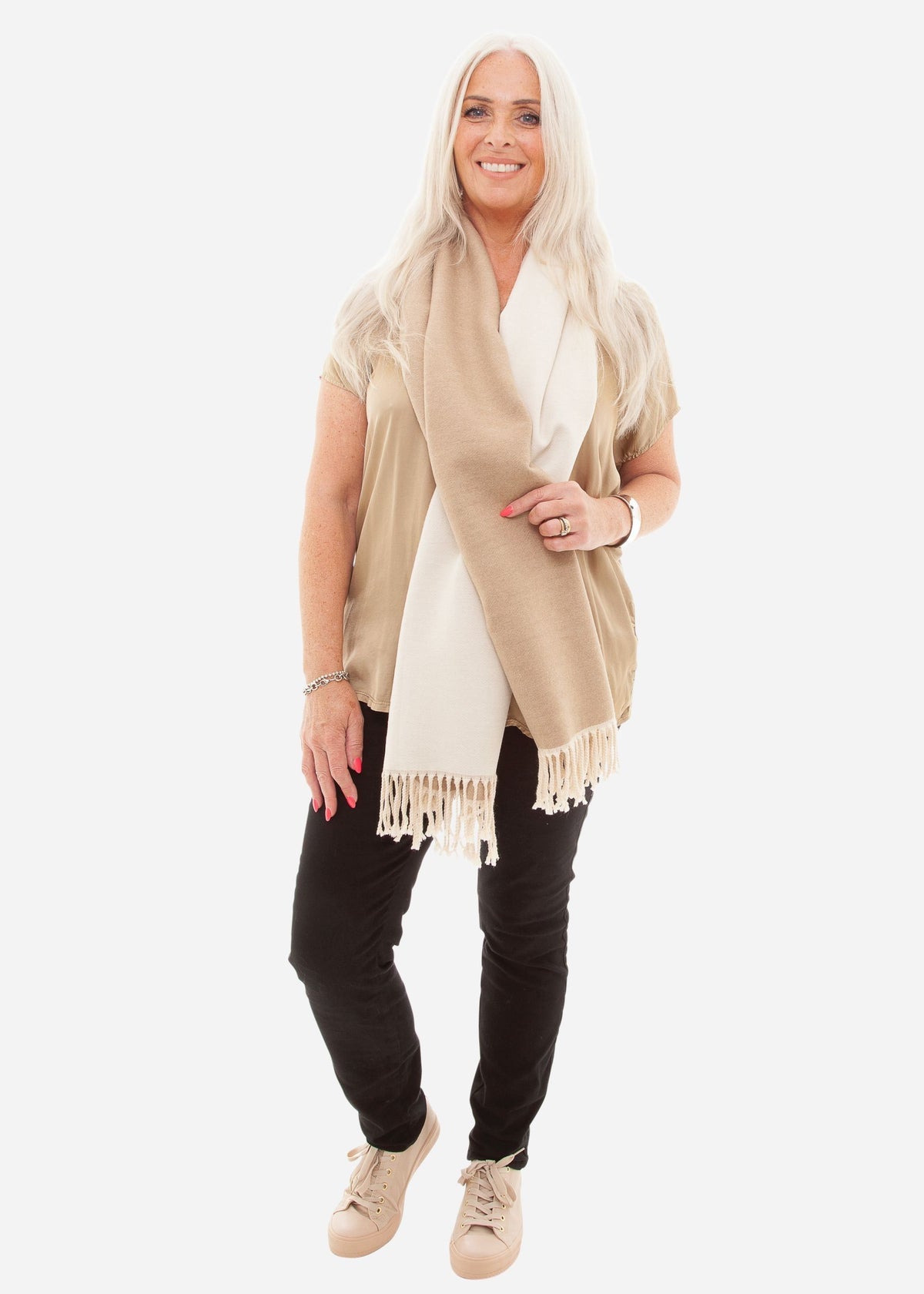 Plain Double face Scarf in Camel