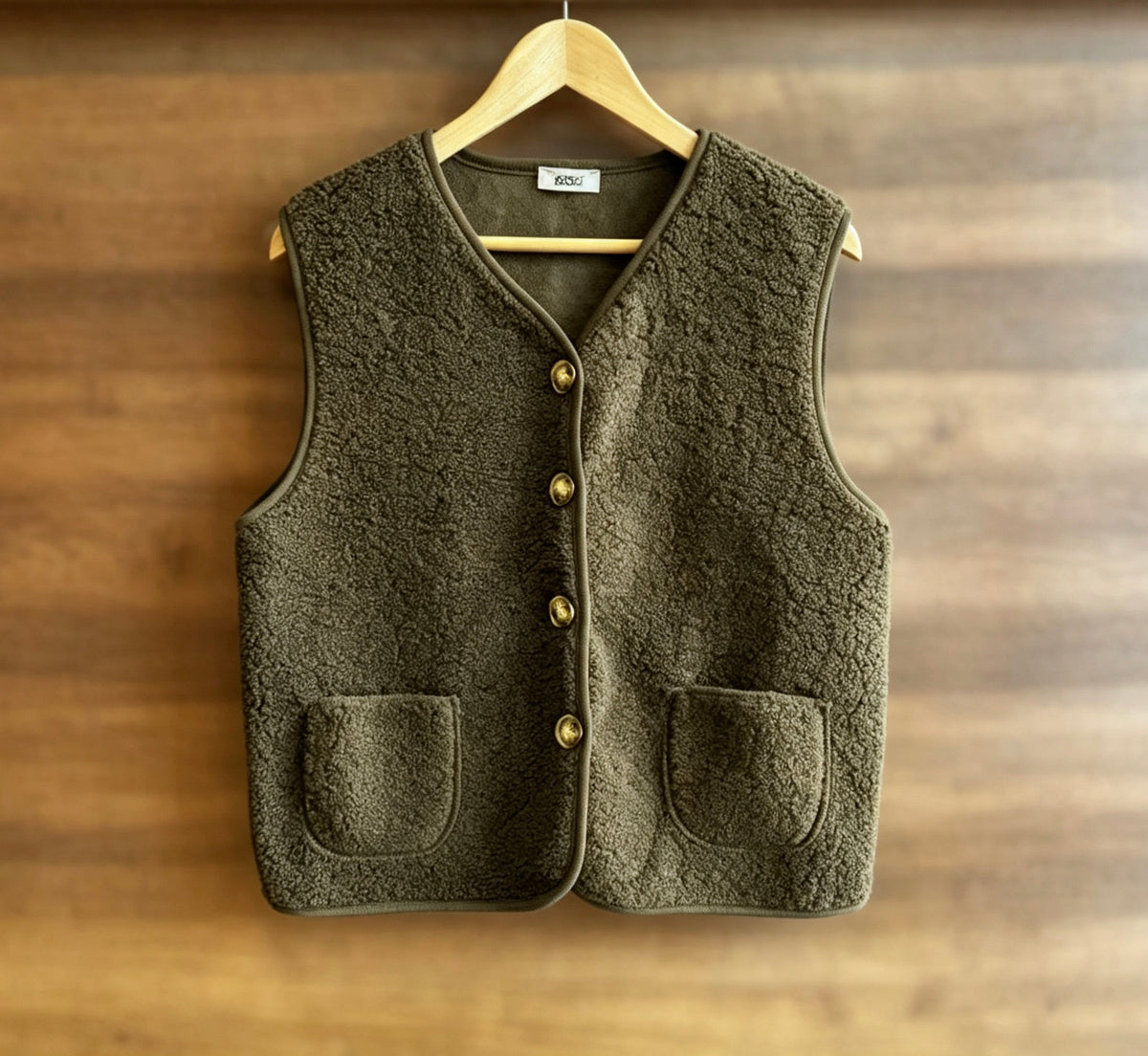 Teddy Gilet in Khaki