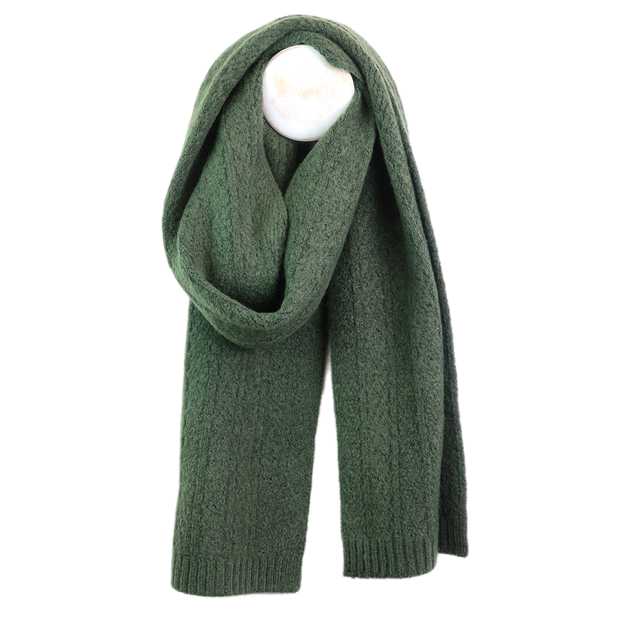 Charlotte deep khaki herringbone scarf