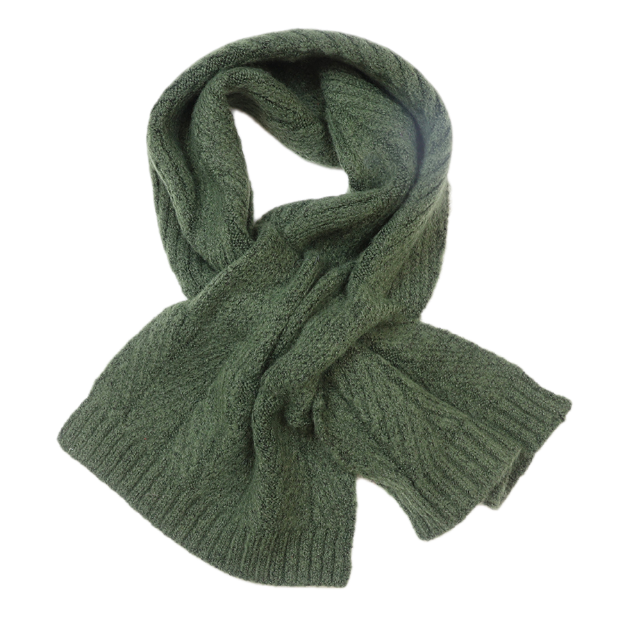Charlotte dark khaki herringbone pull through scarf