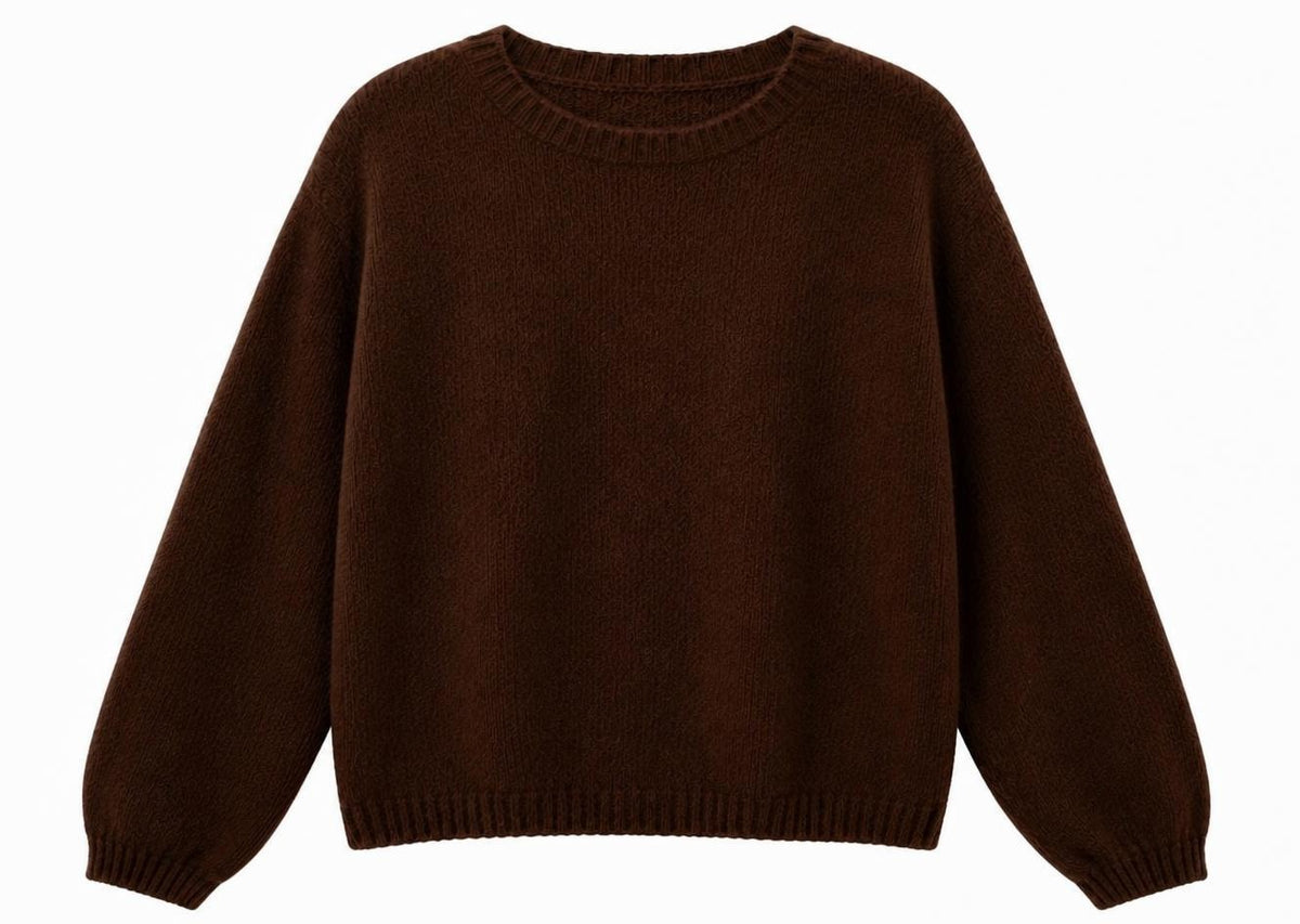 Long Sleeve Alpaca Jumper In Chocolate