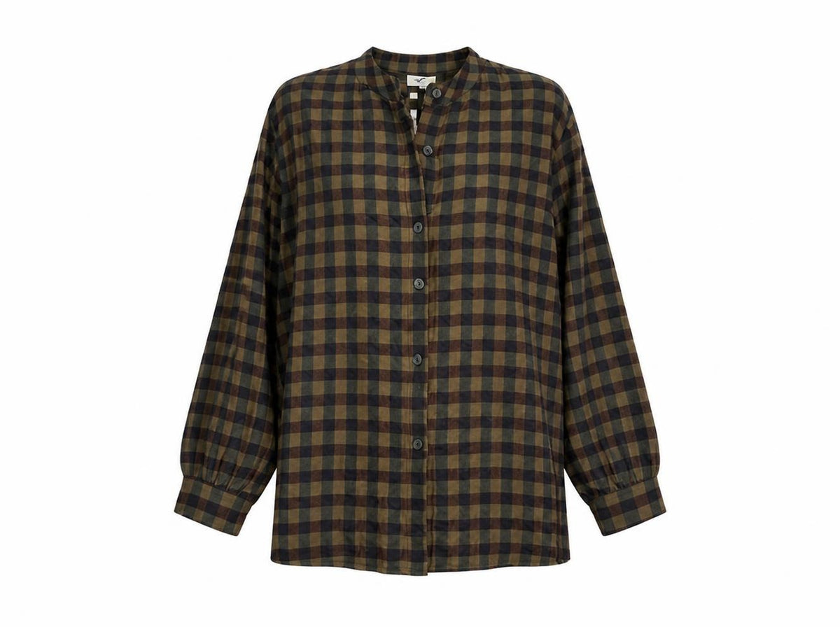 Checked Cotton Shirt Khaki
