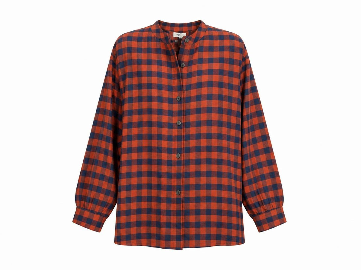 Checked Cotton Shirt In Rust