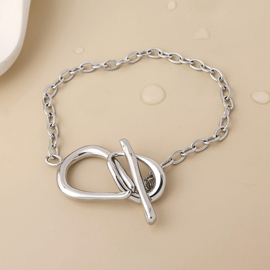 Moebius stainless steel platinum plated infinity t-bar bracelet