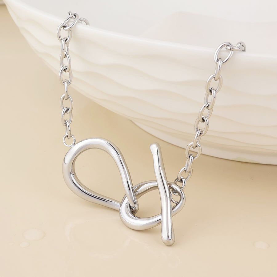 Moebius stainless steel platinum plated infinity t-bar necklace