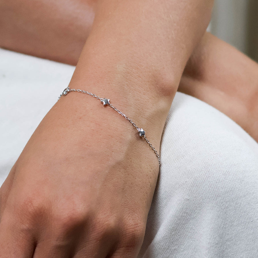 Dusty stainless steel platinum plated star bracelet