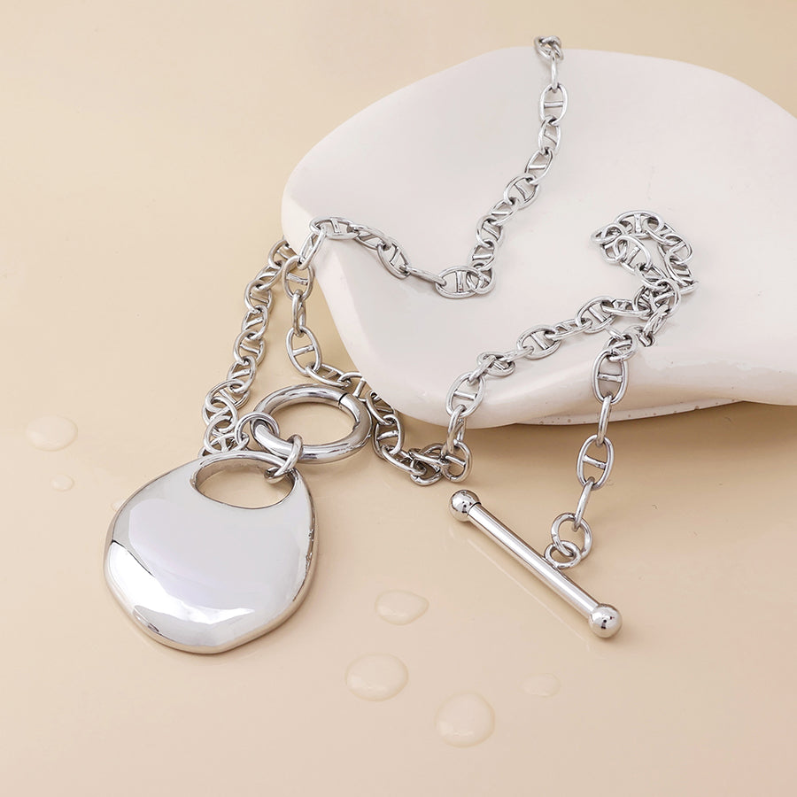 Celeste stainless steel platinum plated t-bar necklace