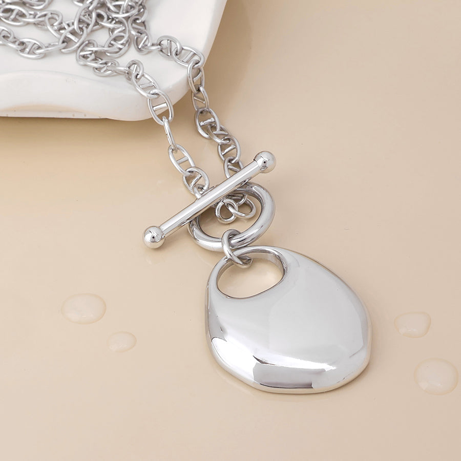 Celeste stainless steel platinum plated t-bar necklace