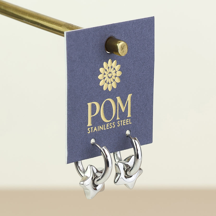 Comet stainless steel platinum plated hoop earrings