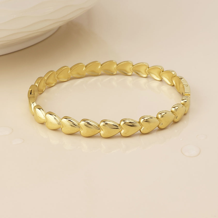 Unity stainless steel gold plated hearts bangle