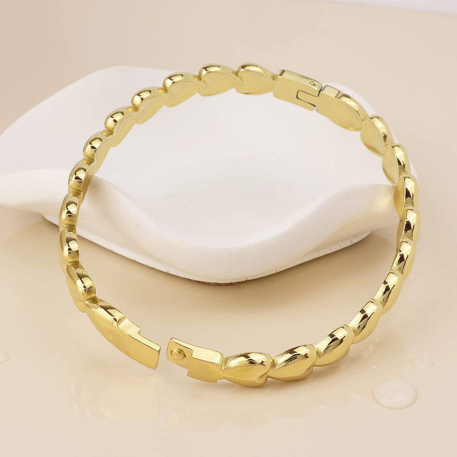 Unity stainless steel gold plated hearts bangle