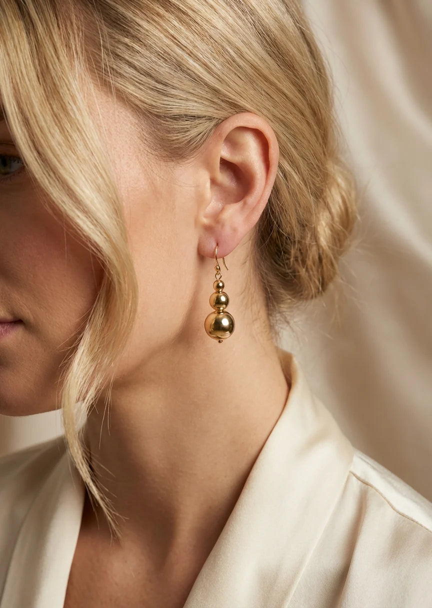 Gold Ball Drop Earrings