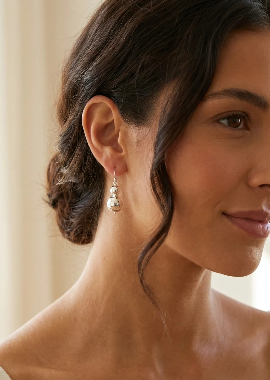 Silver Ball Dropper Earrings