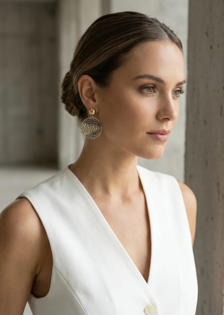 Beaded Disc Drop Earrings