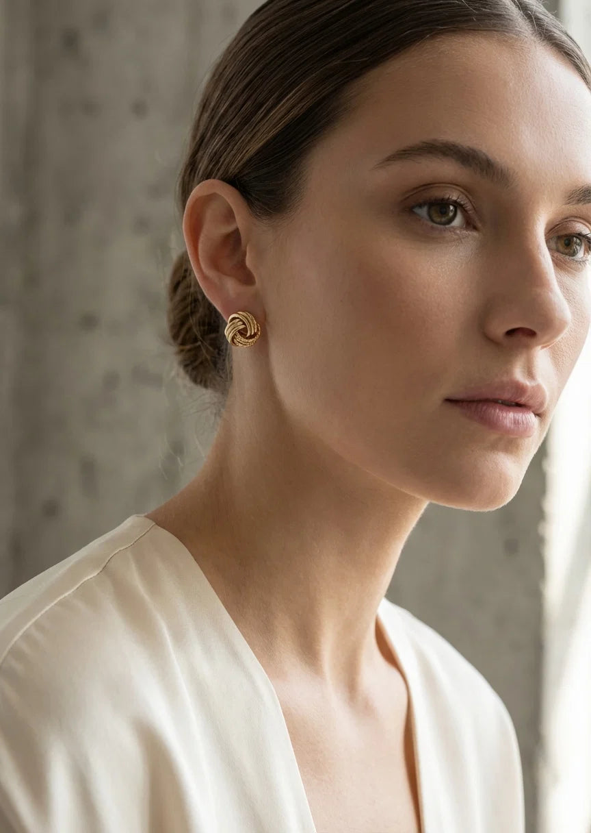 Gold Knot stud Earrings