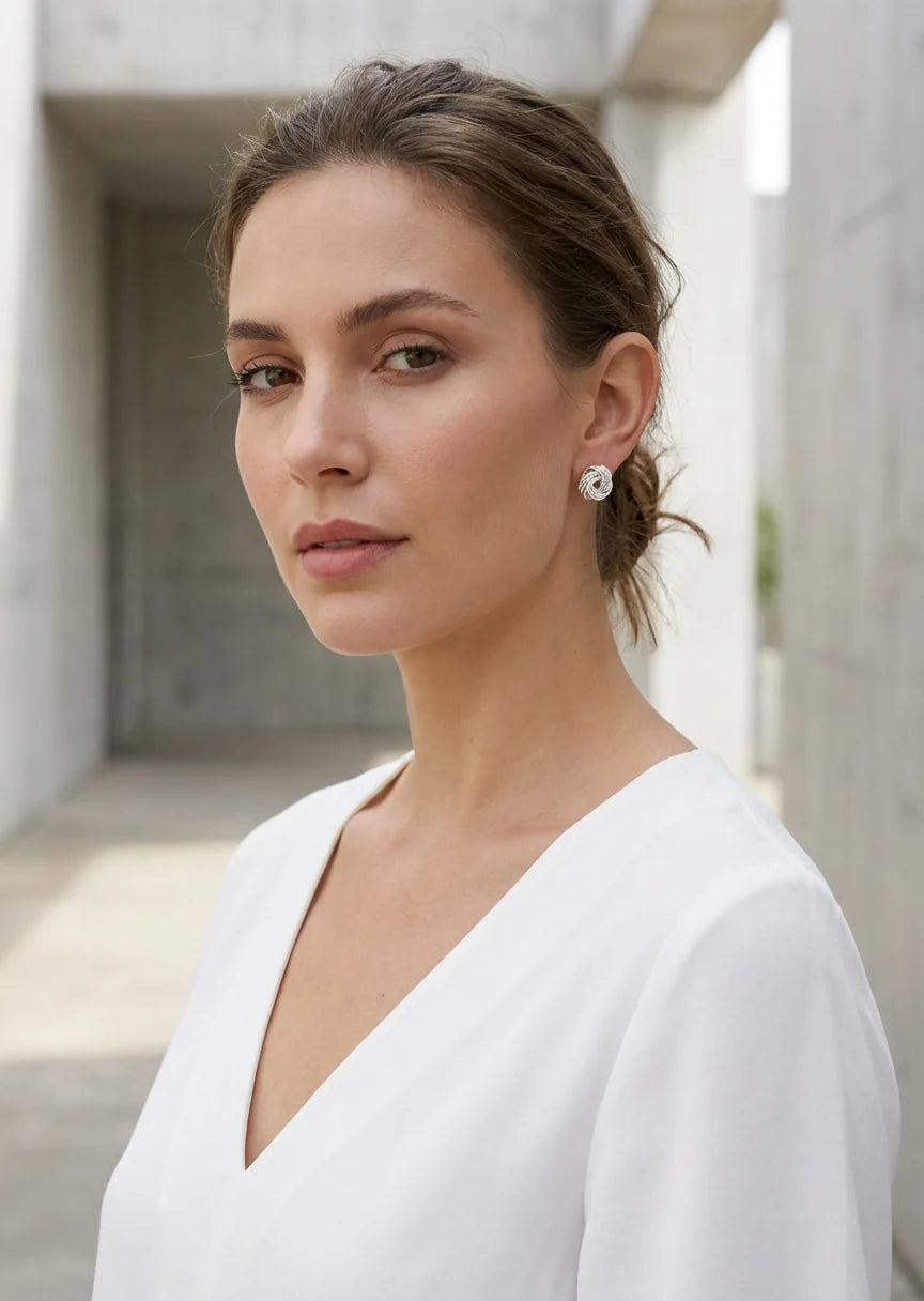 Silver Knot Stud Earrings