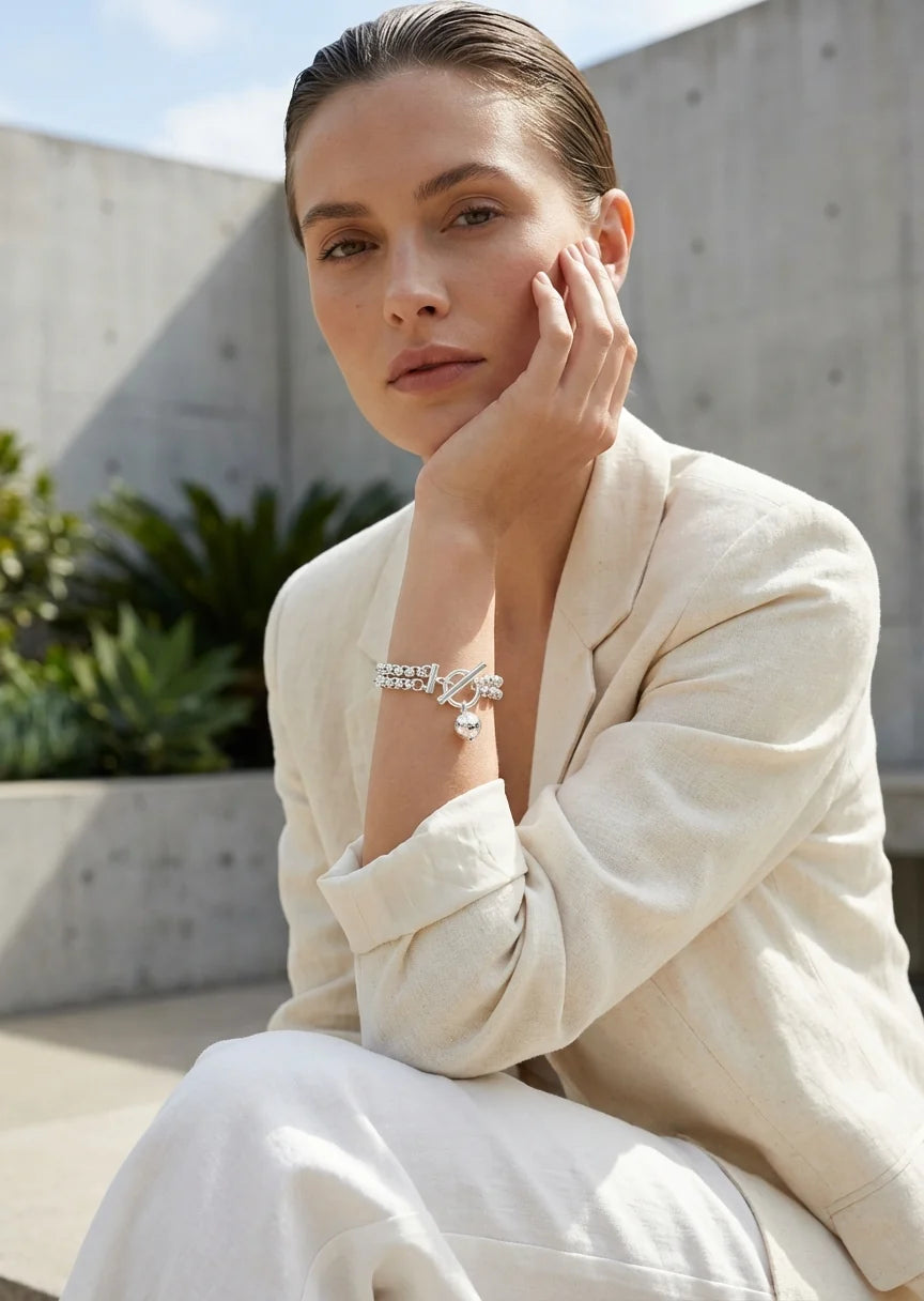 Silver Bracelet with T-Bar clasp