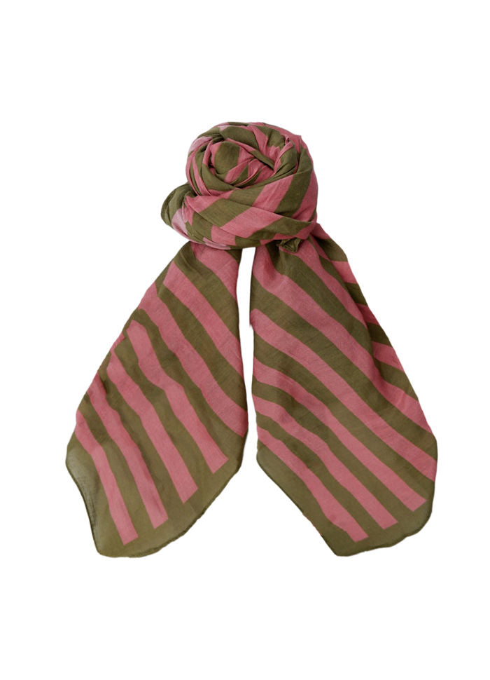 Shirley Striped Mini Scarf in Army Rose